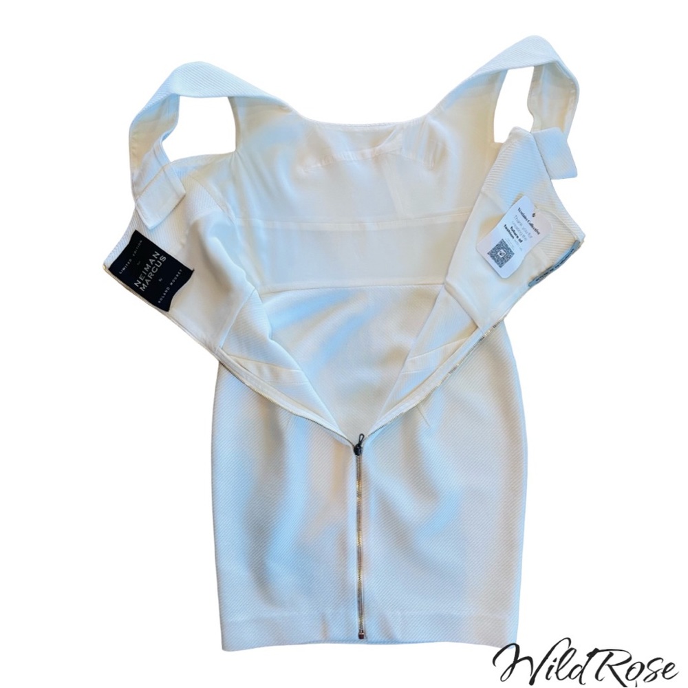 ROLAND MOURET WHITE FITTED SHEATH DRESS SZ 8 - Picture 11 of 17